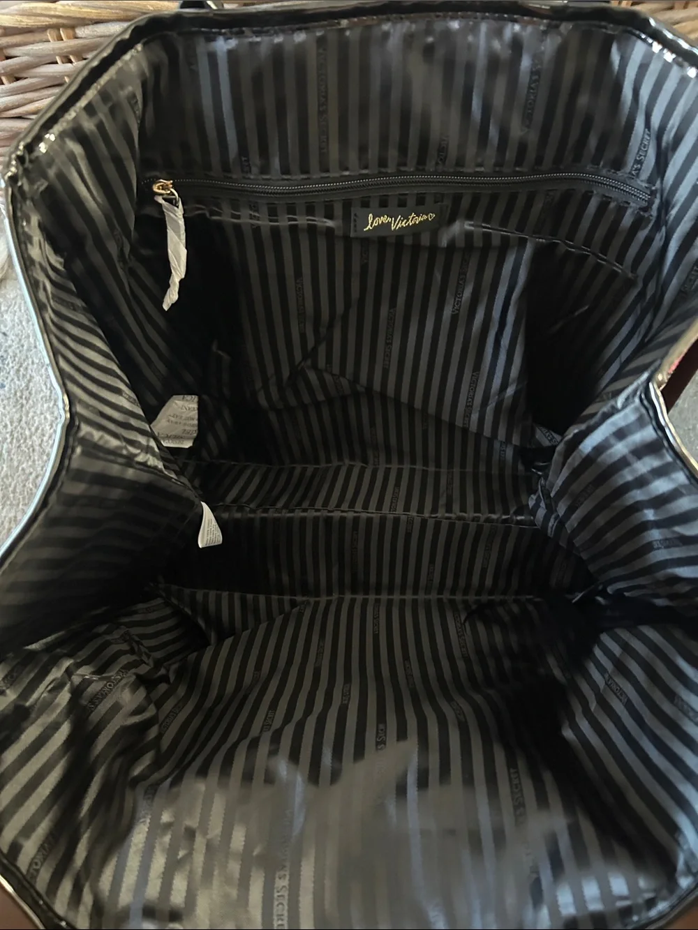 Victoria's Secret Black Tote with Gold Script Logo